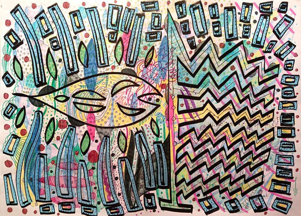 Title: Meaningless and enchanted Technique: Marker on paper Size: 42 x 60 cm Year: 2024 by Juan González Iglesias